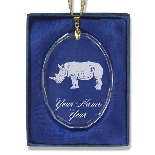 LaserGram Christmas Ornament, Rhinoceros, Personalized Engraving Included (Oval Shape)