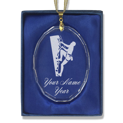 LaserGram Christmas Ornament, Rock Climber, Personalized Engraving Included (Oval Shape)