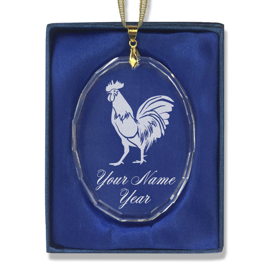 LaserGram Christmas Ornament, Rooster, Personalized Engraving Included (Oval Shape)