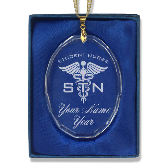 LaserGram Christmas Ornament, STN Student Nurse, Personalized Engraving Included (Oval Shape)