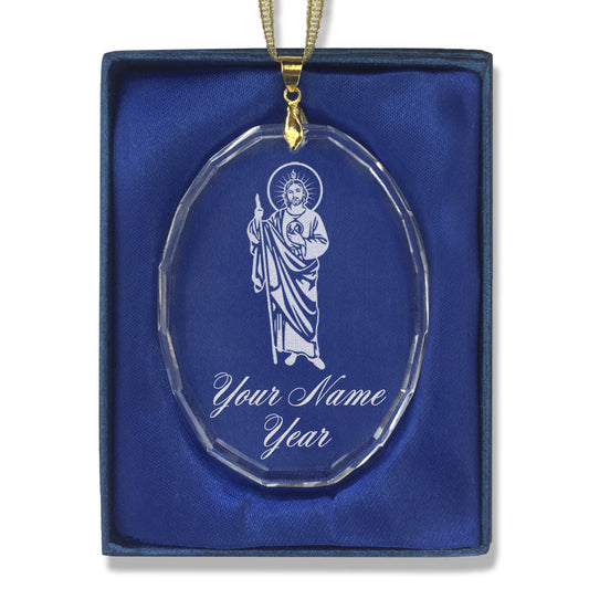 LaserGram Christmas Ornament, Saint Jude, Personalized Engraving Included (Oval Shape)