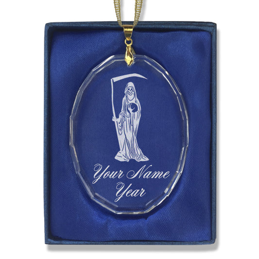 LaserGram Christmas Ornament, Santa Muerte, Personalized Engraving Included (Oval Shape)