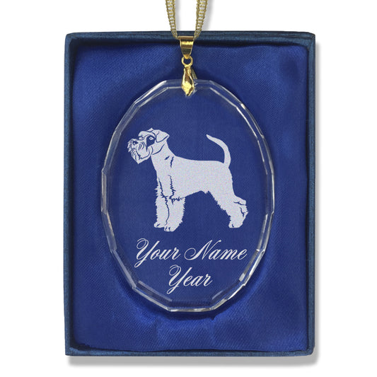 LaserGram Christmas Ornament, Schnauzer Dog, Personalized Engraving Included (Oval Shape)