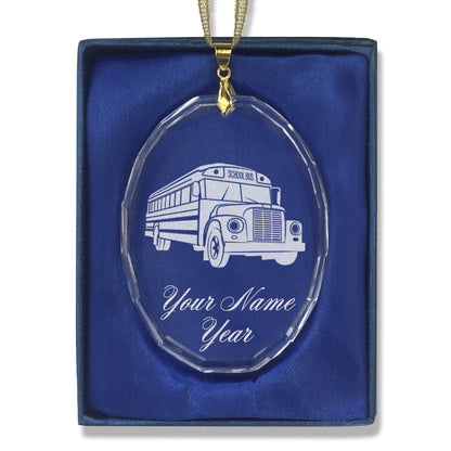 LaserGram Christmas Ornament, School Bus, Personalized Engraving Included (Oval Shape)