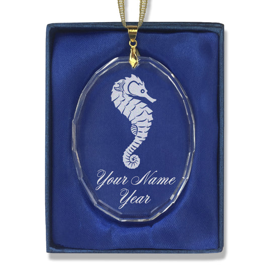 LaserGram Christmas Ornament, Seahorse, Personalized Engraving Included (Oval Shape)