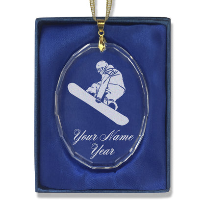 LaserGram Christmas Ornament, Snowboarder Man, Personalized Engraving Included (Oval Shape)