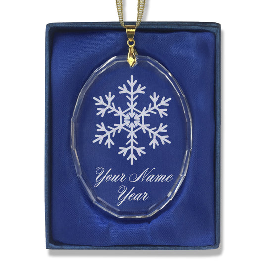 LaserGram Christmas Ornament, Snowflake, Personalized Engraving Included (Oval Shape)