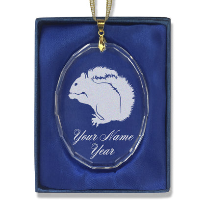LaserGram Christmas Ornament, Squirrel, Personalized Engraving Included (Oval Shape)