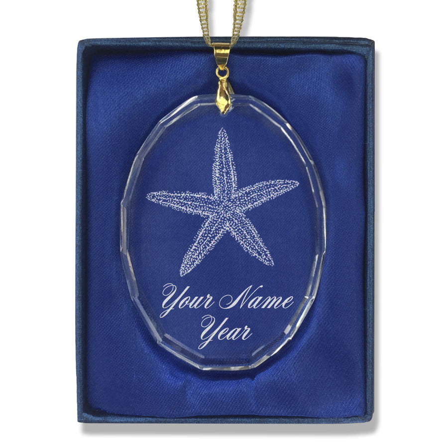 LaserGram Christmas Ornament, Starfish, Personalized Engraving Included (Oval Shape)