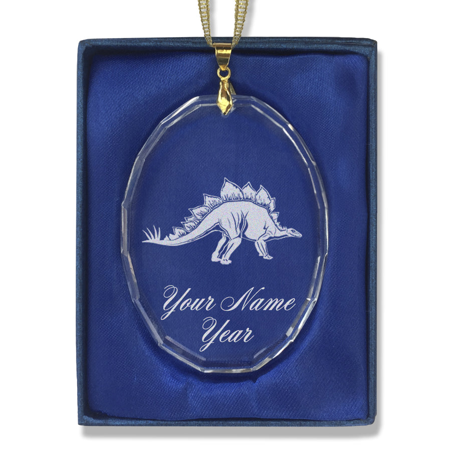 LaserGram Christmas Ornament, Stegosaurus Dinosaur, Personalized Engraving Included (Oval Shape)