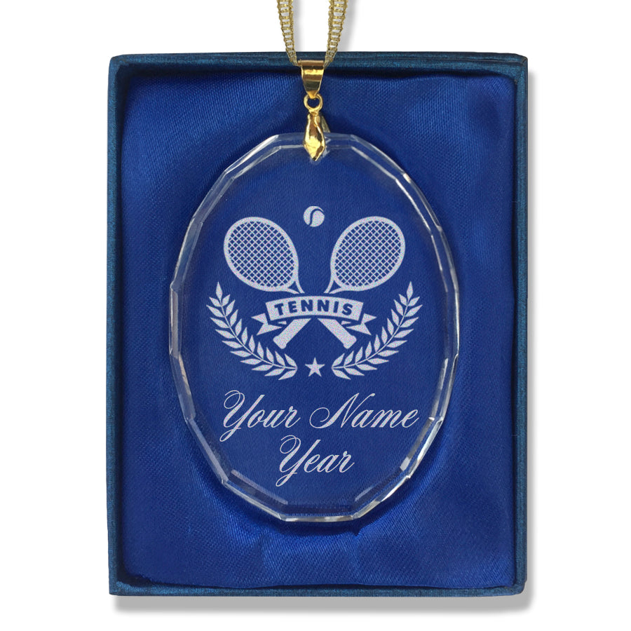 LaserGram Christmas Ornament, Tennis Rackets, Personalized Engraving Included (Oval Shape)