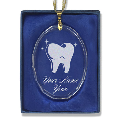 LaserGram Christmas Ornament, Tooth, Personalized Engraving Included (Oval Shape)