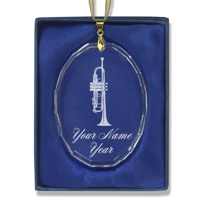 LaserGram Christmas Ornament, Trumpet, Personalized Engraving Included (Oval Shape)