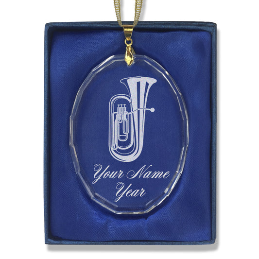 LaserGram Christmas Ornament, Tuba, Personalized Engraving Included (Oval Shape)