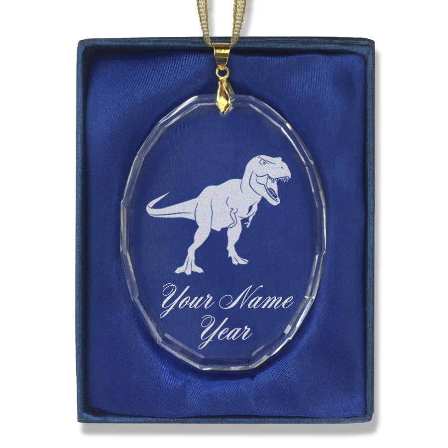 LaserGram Christmas Ornament, Tyrannosaurus Rex Dinosaur, Personalized Engraving Included (Oval Shape)