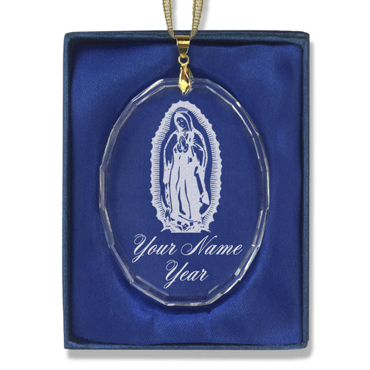 LaserGram Christmas Ornament, Virgen de Guadalupe, Personalized Engraving Included (Oval Shape)