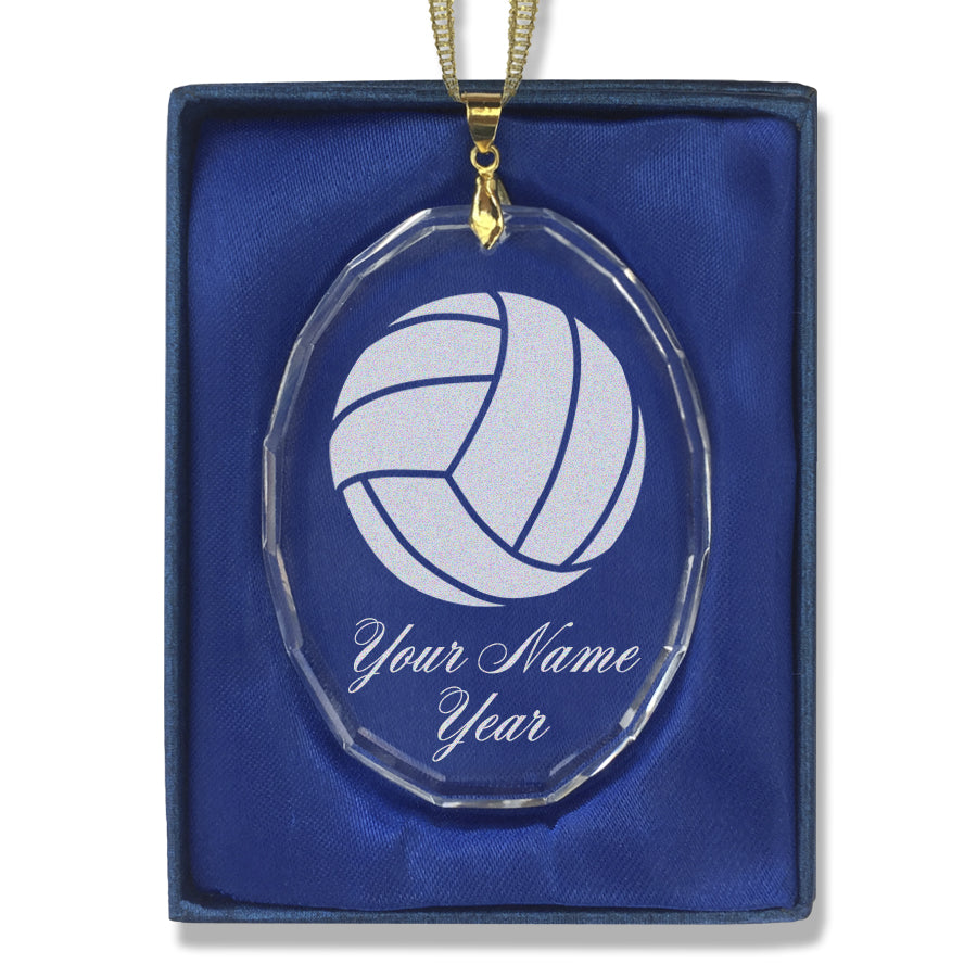 LaserGram Christmas Ornament, Volleyball Ball, Personalized Engraving Included (Oval Shape)