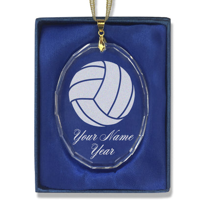 LaserGram Christmas Ornament, Volleyball Ball, Personalized Engraving Included (Oval Shape)