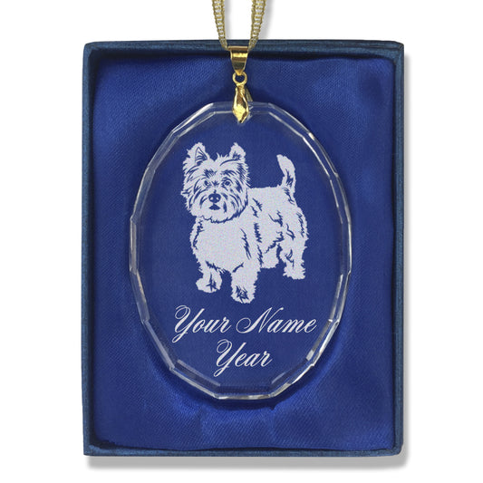 LaserGram Christmas Ornament, West Highland Terrier Dog, Personalized Engraving Included (Oval Shape)