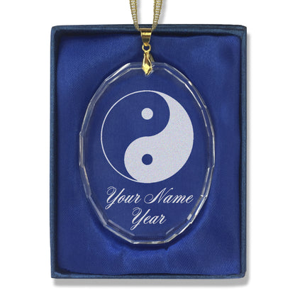 LaserGram Christmas Ornament, Yin Yang, Personalized Engraving Included (Oval Shape)