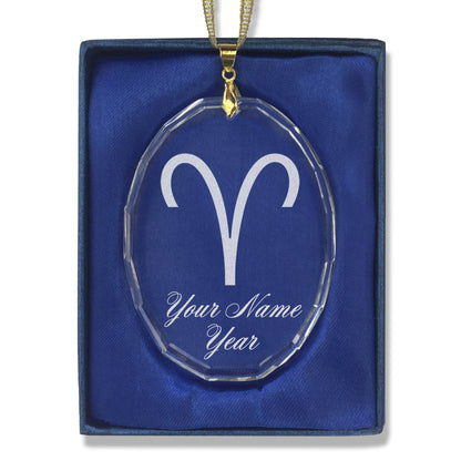 LaserGram Christmas Ornament, Zodiac Sign Aries, Personalized Engraving Included (Oval Shape)