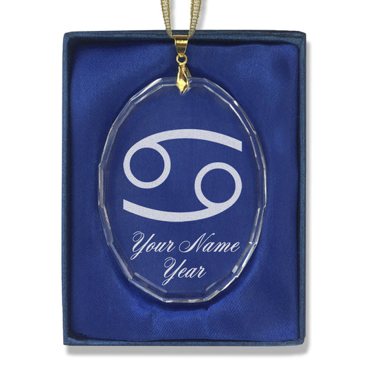 LaserGram Christmas Ornament, Zodiac Sign Cancer, Personalized Engraving Included (Oval Shape)