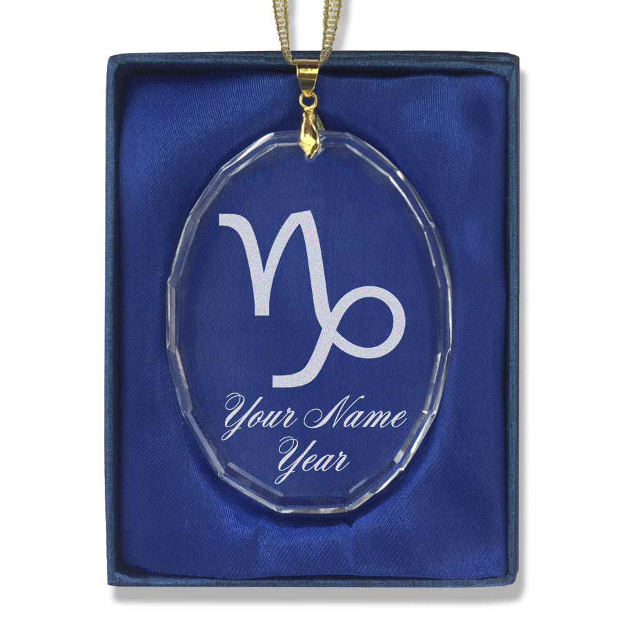 LaserGram Christmas Ornament, Zodiac Sign Capricorn, Personalized Engraving Included (Oval Shape)