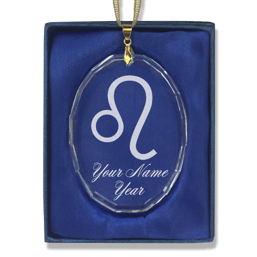 LaserGram Christmas Ornament, Zodiac Sign Leo, Personalized Engraving Included (Oval Shape)