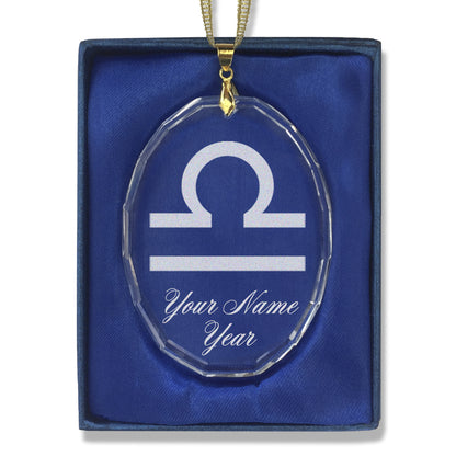 LaserGram Christmas Ornament, Zodiac Sign Libra, Personalized Engraving Included (Oval Shape)