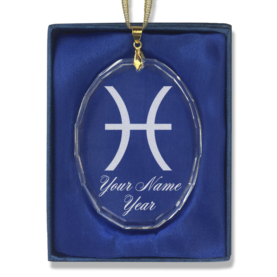 LaserGram Christmas Ornament, Zodiac Sign Pisces, Personalized Engraving Included (Oval Shape)