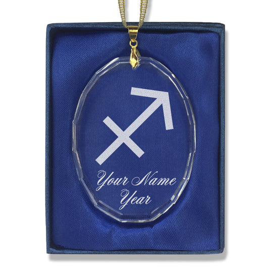 LaserGram Christmas Ornament, Zodiac Sign Sagittarius, Personalized Engraving Included (Oval Shape)