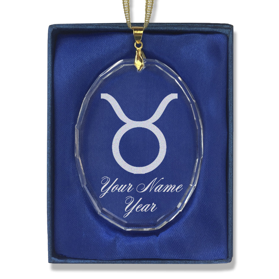 LaserGram Christmas Ornament, Zodiac Sign Taurus, Personalized Engraving Included (Oval Shape)