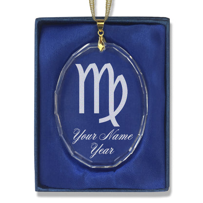 LaserGram Christmas Ornament, Zodiac Sign Virgo, Personalized Engraving Included (Oval Shape)