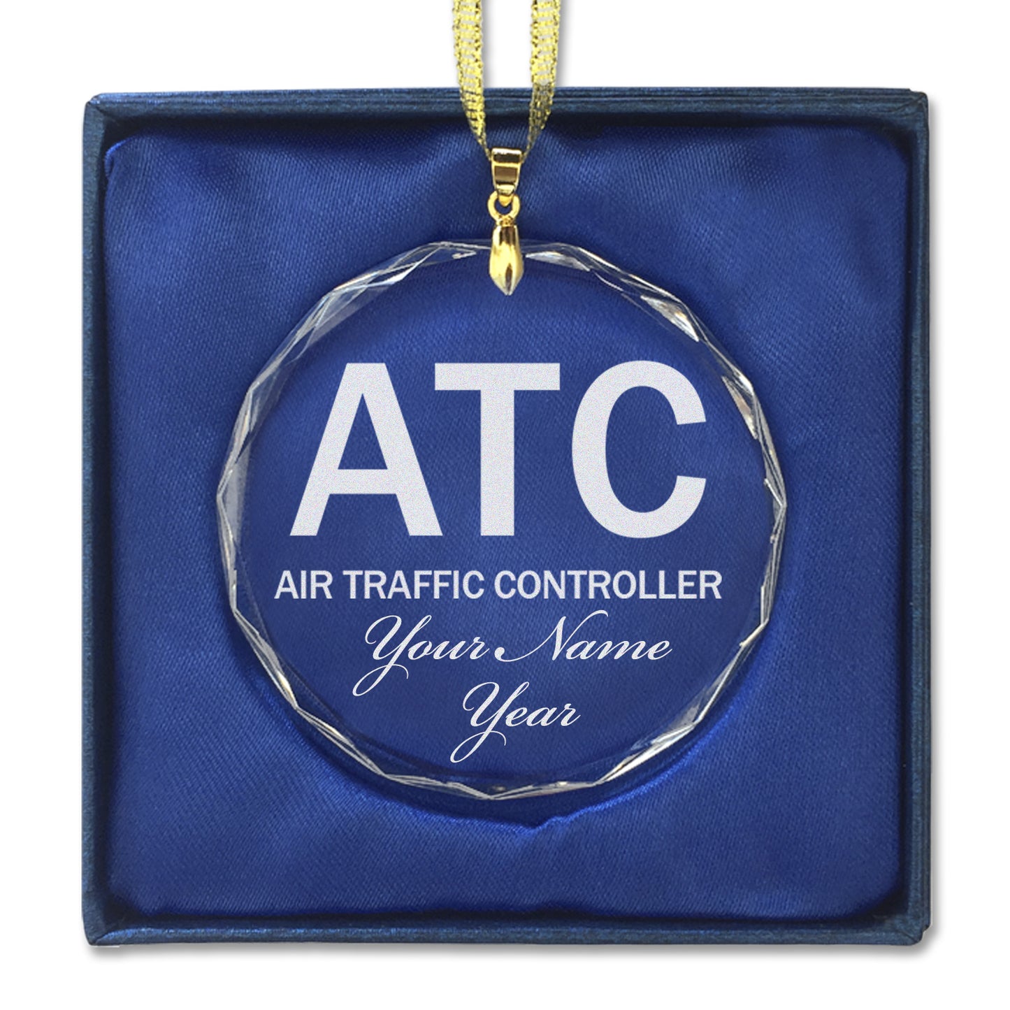 LaserGram Christmas Ornament, ATC Air Traffic Controller, Personalized Engraving Included (Round Shape)