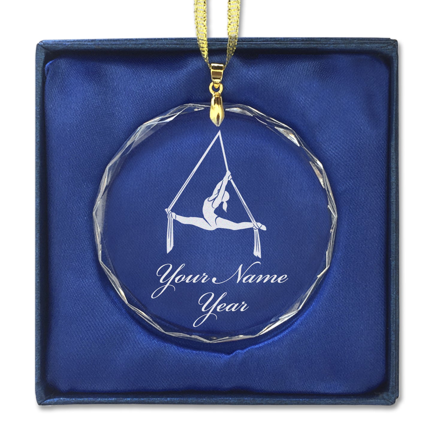 LaserGram Christmas Ornament, Aerial Silks, Personalized Engraving Included (Round Shape)