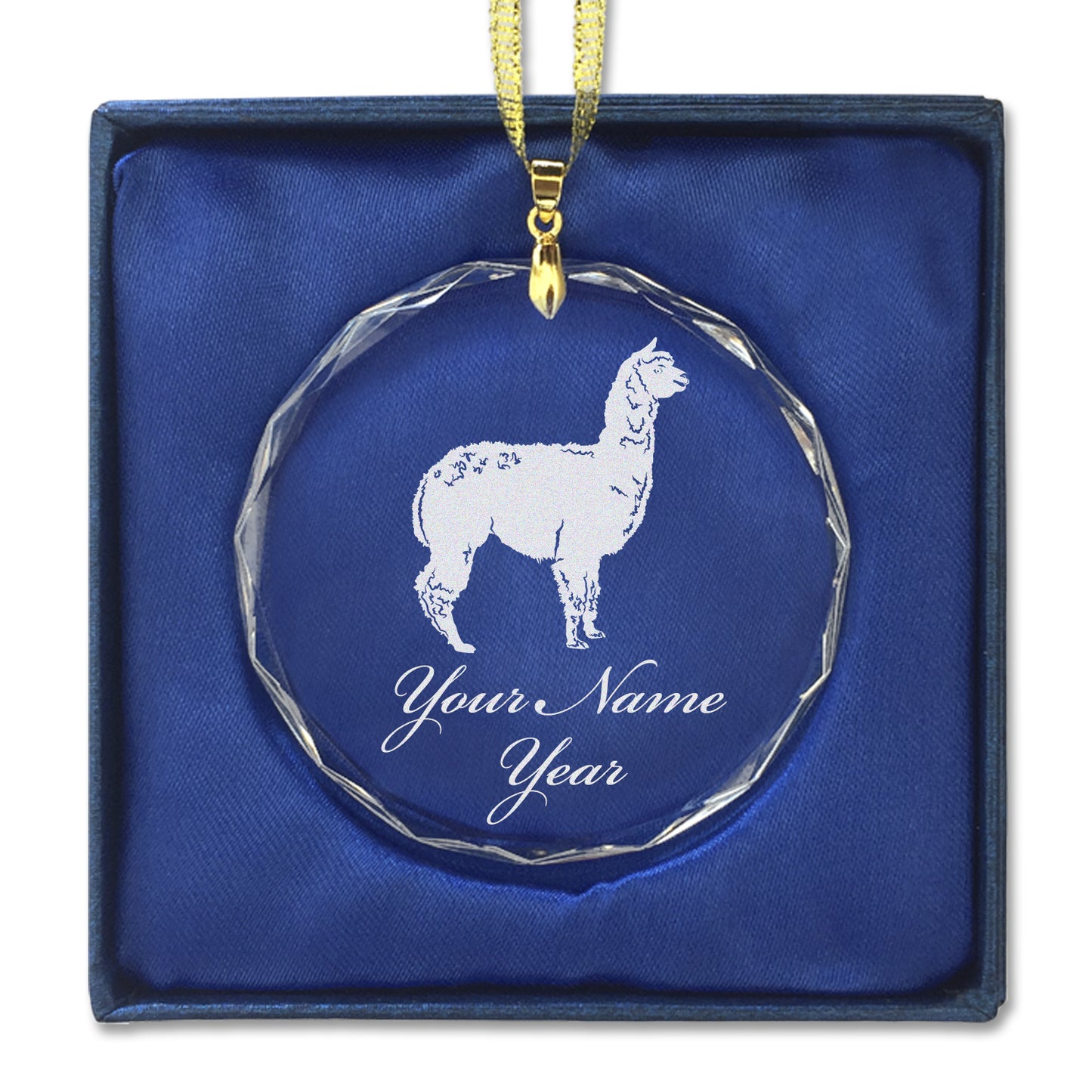 LaserGram Christmas Ornament, Alpaca, Personalized Engraving Included (Round Shape)