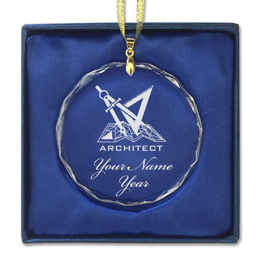 LaserGram Christmas Ornament, Architect Symbol, Personalized Engraving Included (Round Shape)