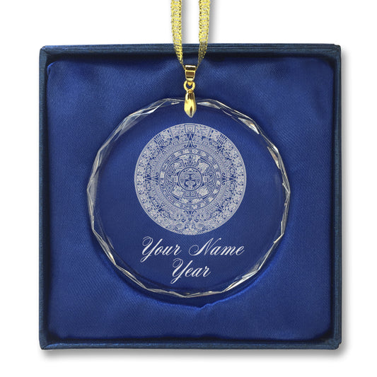 LaserGram Christmas Ornament, Aztec Calendar, Personalized Engraving Included (Round Shape)