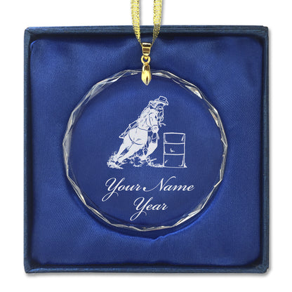 LaserGram Christmas Ornament, Barrel Racer, Personalized Engraving Included (Round Shape)