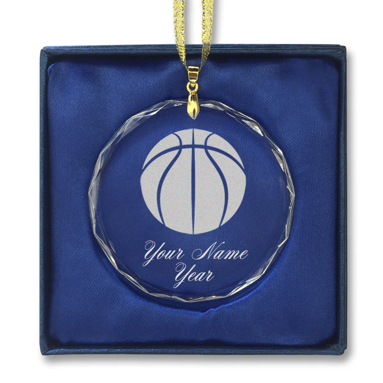 LaserGram Christmas Ornament, Basketball Ball, Personalized Engraving Included (Round Shape)