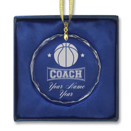LaserGram Christmas Ornament, Basketball Coach, Personalized Engraving Included (Round Shape)