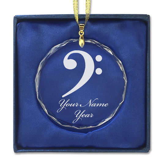 LaserGram Christmas Ornament, Bass Clef, Personalized Engraving Included (Round Shape)