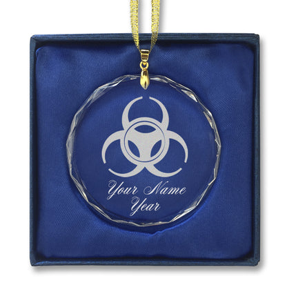 LaserGram Christmas Ornament, Biohazard Symbol, Personalized Engraving Included (Round Shape)