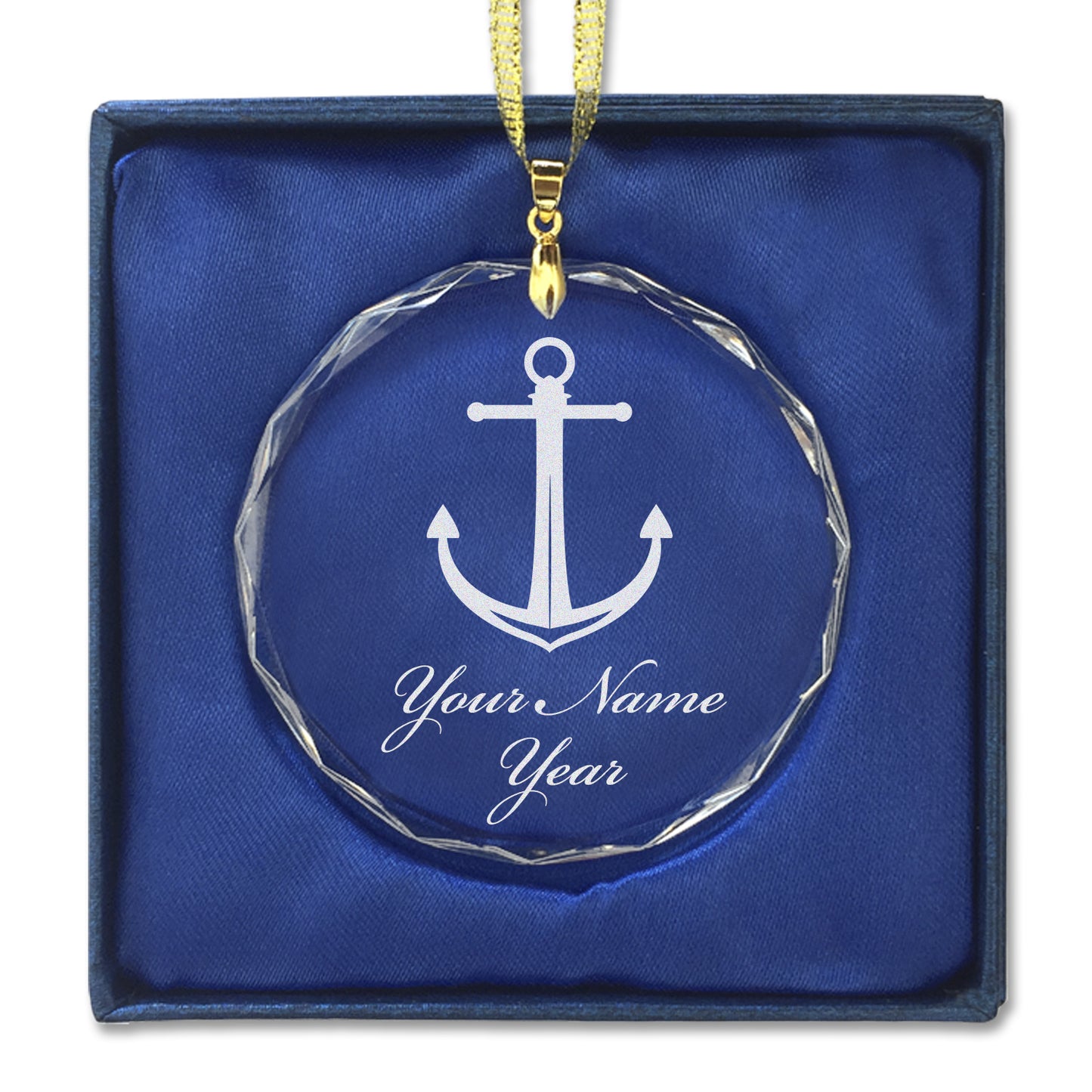 LaserGram Christmas Ornament, Boat Anchor, Personalized Engraving Included (Round Shape)