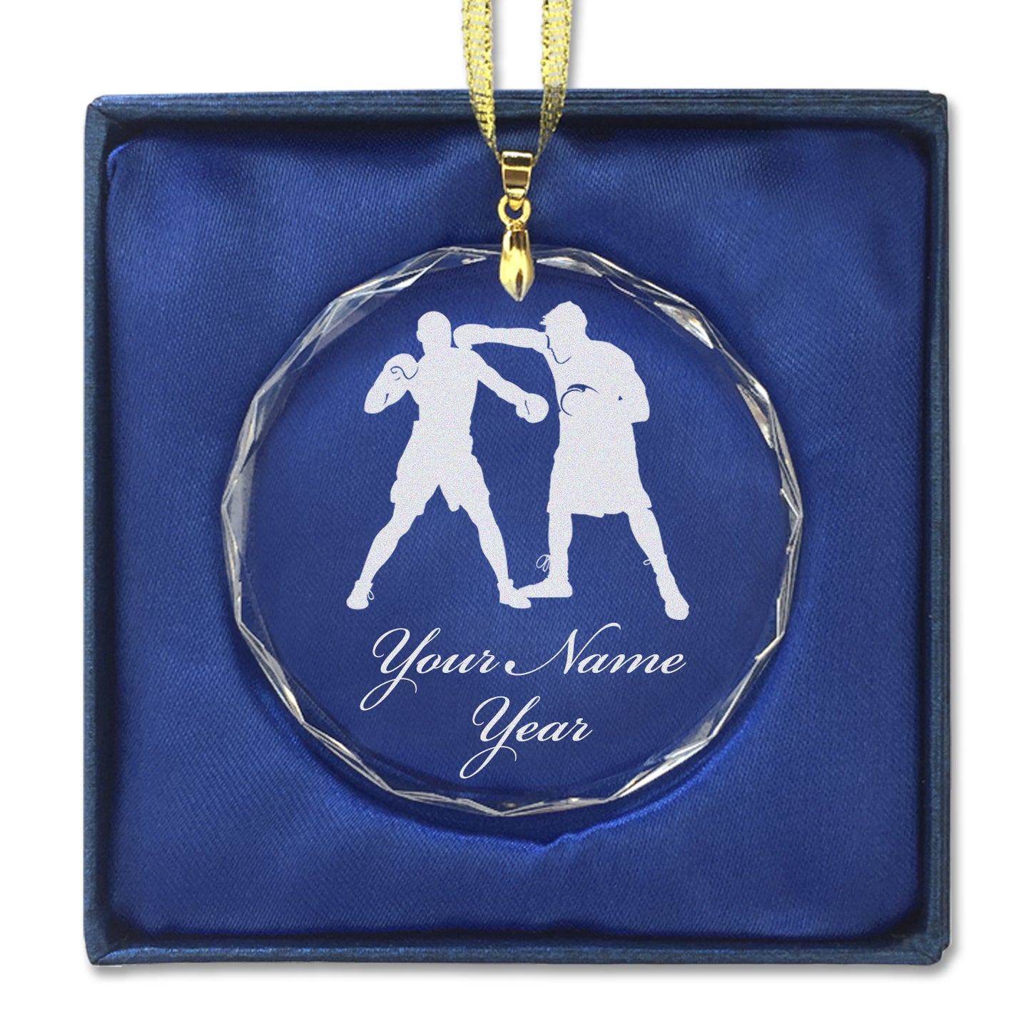 LaserGram Christmas Ornament, Boxers Boxing, Personalized Engraving Included (Round Shape)