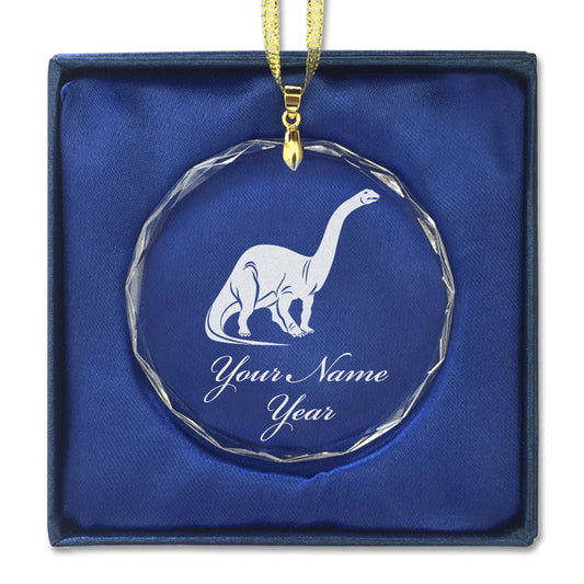 LaserGram Christmas Ornament, Brontosaurus Dinosaur, Personalized Engraving Included (Round Shape)