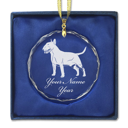 LaserGram Christmas Ornament, Bull Terrier Dog, Personalized Engraving Included (Round Shape)