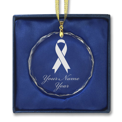 LaserGram Christmas Ornament, Cancer Awareness Ribbon, Personalized Engraving Included (Round Shape)