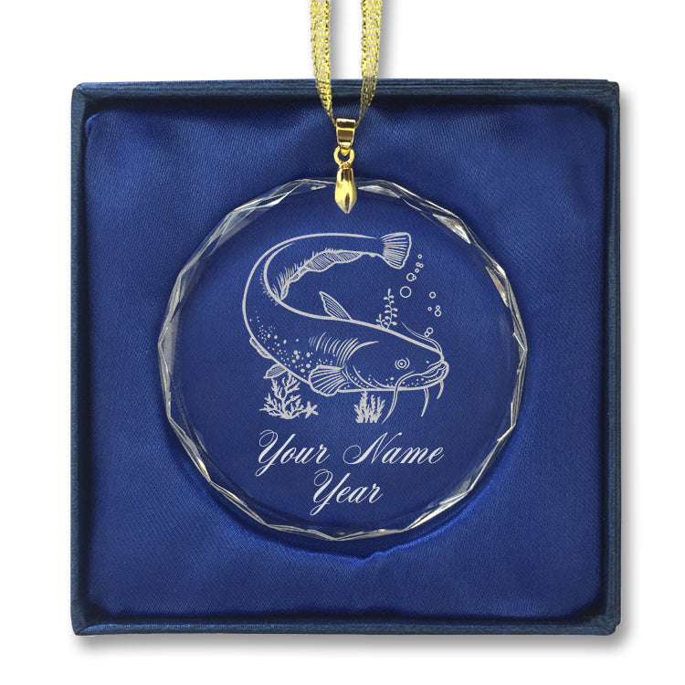 LaserGram Christmas Ornament, Catfish, Personalized Engraving Included (Round Shape)