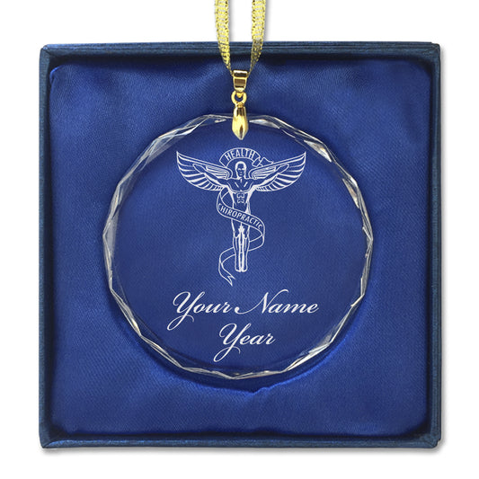 LaserGram Christmas Ornament, Chiropractic Symbol, Personalized Engraving Included (Round Shape)